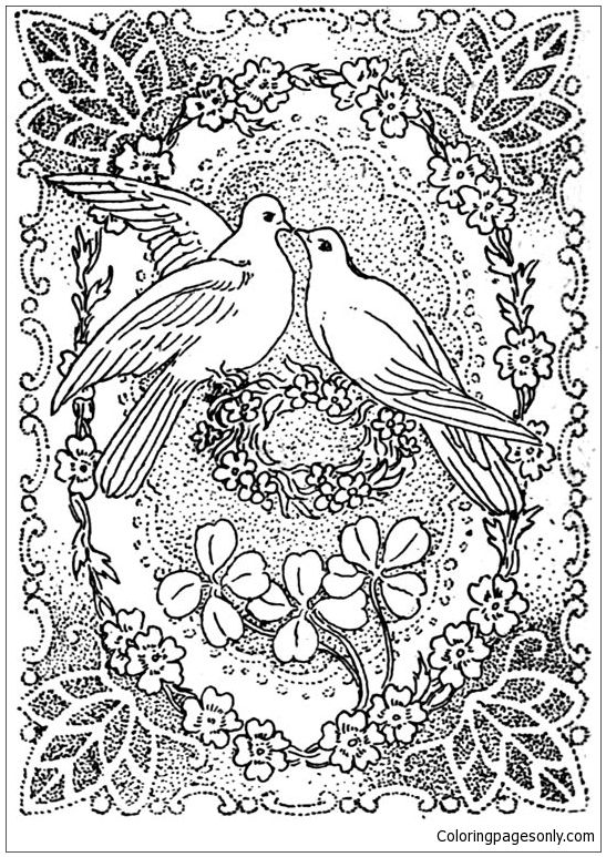 Tauben, die sich in Frieden und Liebe küssen von Doves