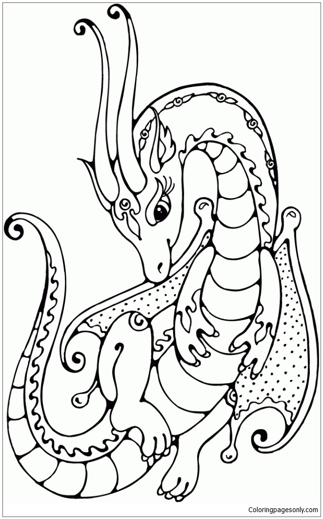 Página para colorear de dragón PNG de Dragon