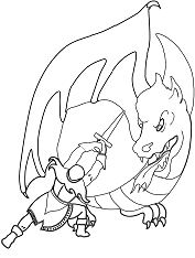 Dragon Battle Coloring Page