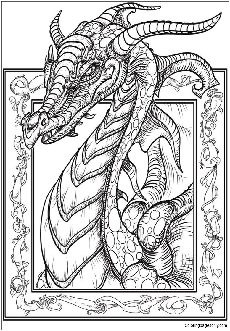 dragon head coloring pages for adults