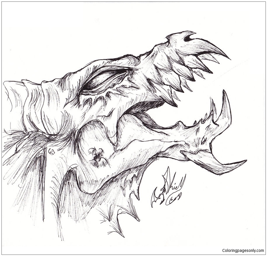 Dragon Head Demon Coloring Pages - Dragon Coloring Pages - Coloring