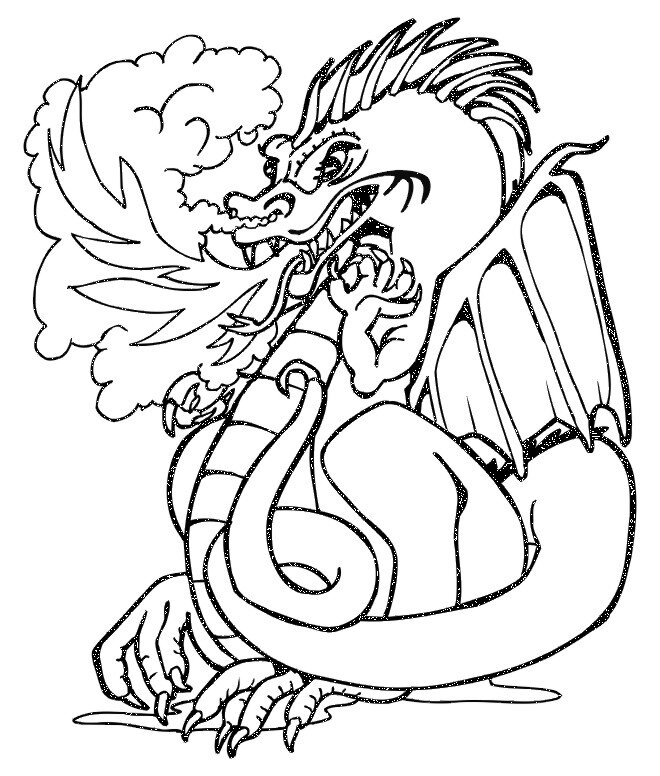 Dragon Spraying Fire Coloring Pages