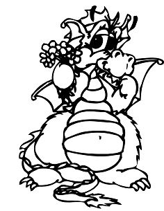 Dragon With Flowers Coloring Pages