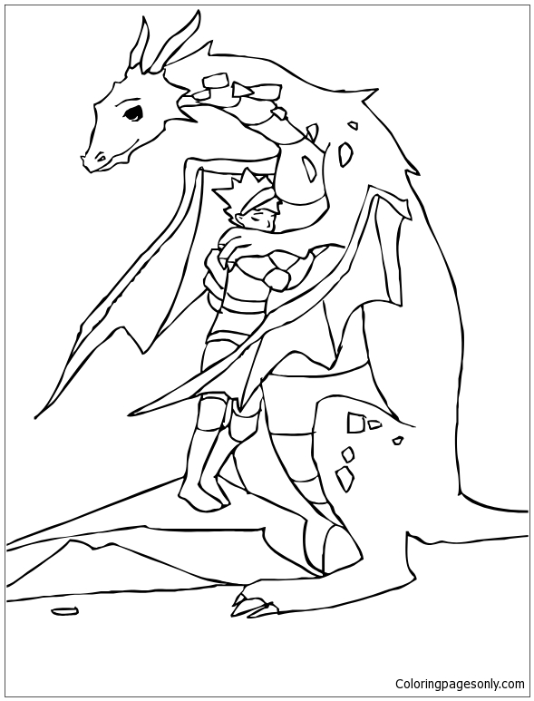 Dragon With Knight Coloring Pages - Dragon Coloring Pages - Coloring