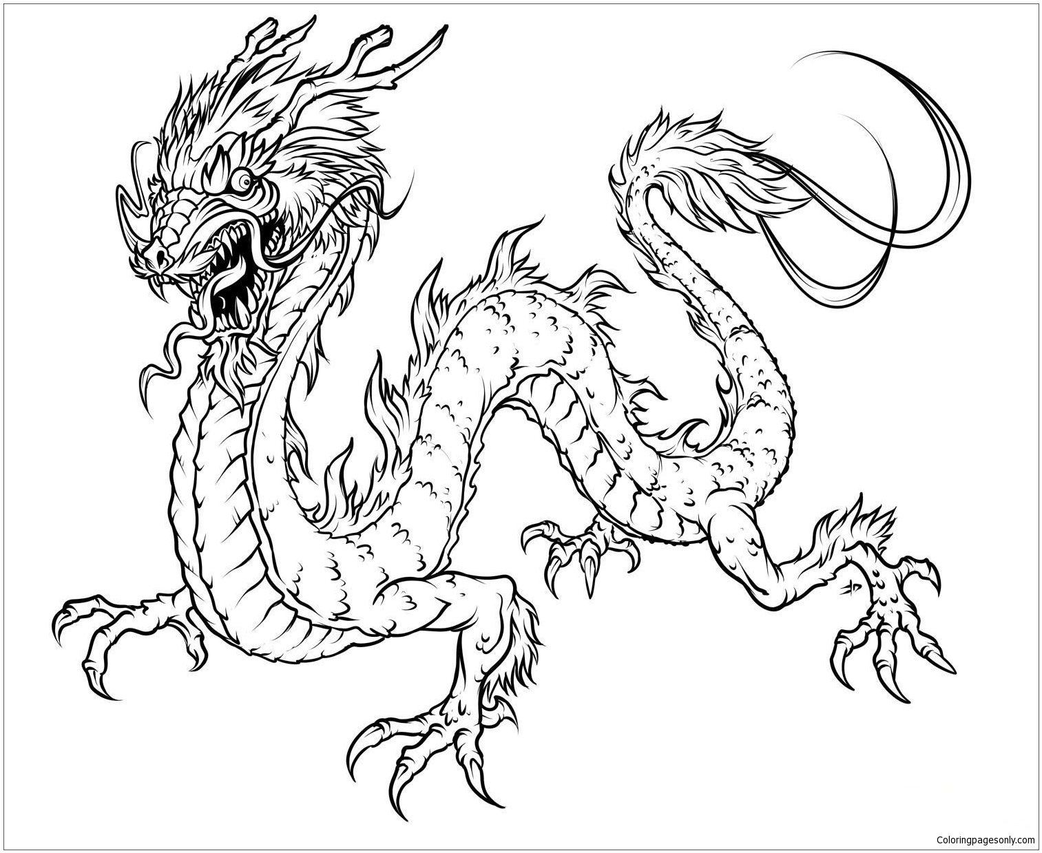 Dragons and Fairies Coloring Page