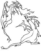 Dragons Battle Coloring Page