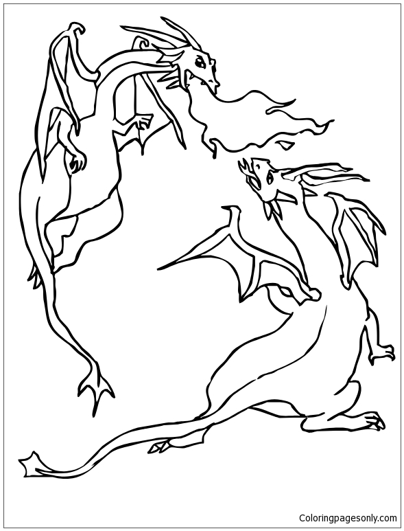 Dragons Battle Coloring Pages
