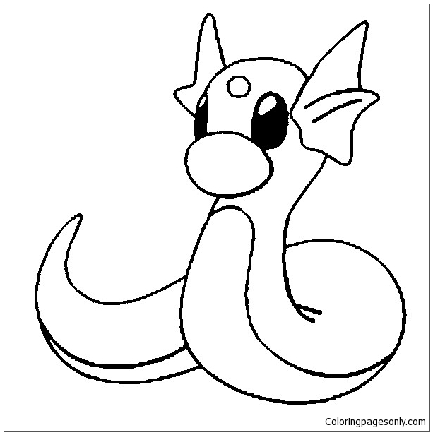 dratini coloring page in black and white pokemon