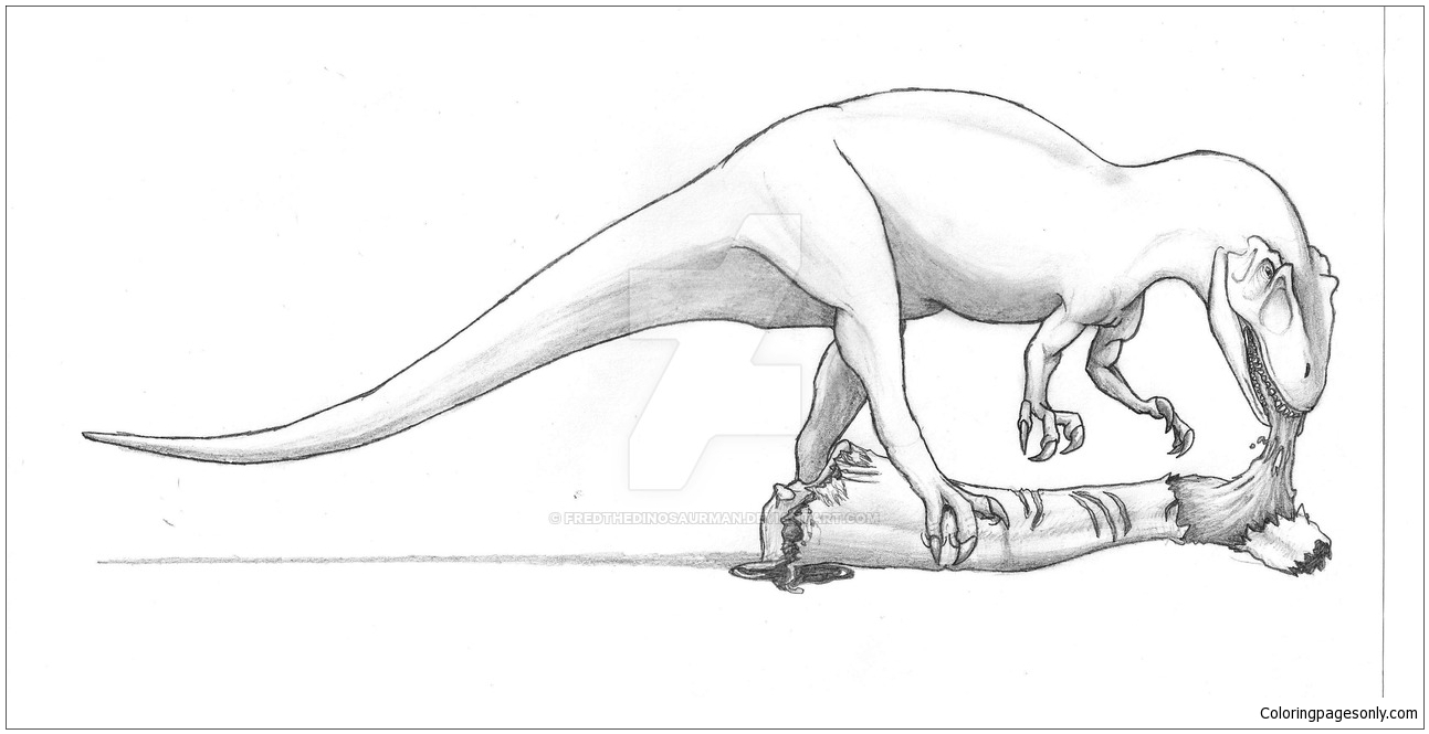 Drawn Dinosaur Allosaurus Coloring Pages