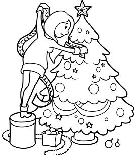 Dresses the Christmas tree Coloring Page