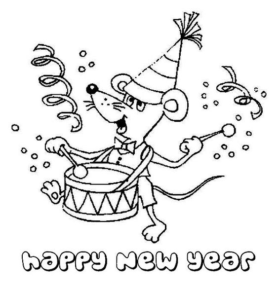 Drum To Welcome New Year Coloring Page
