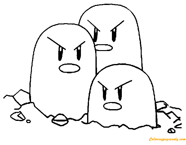 Dugtrio Pokemon Coloring Page - Free Coloring Pages Online