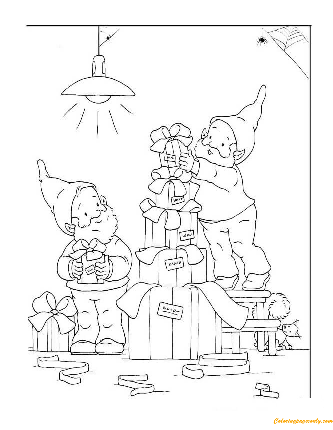 Download Dwarfs Preparing Gifts for Santa Claus Coloring Pages ...