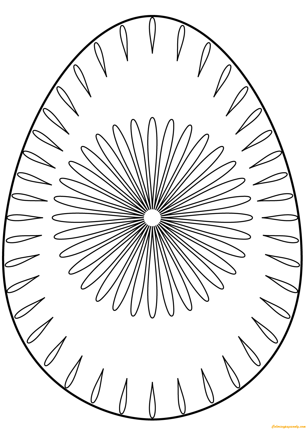 Easter Egg Flower Pattern Like Bright Sun Coloring Page