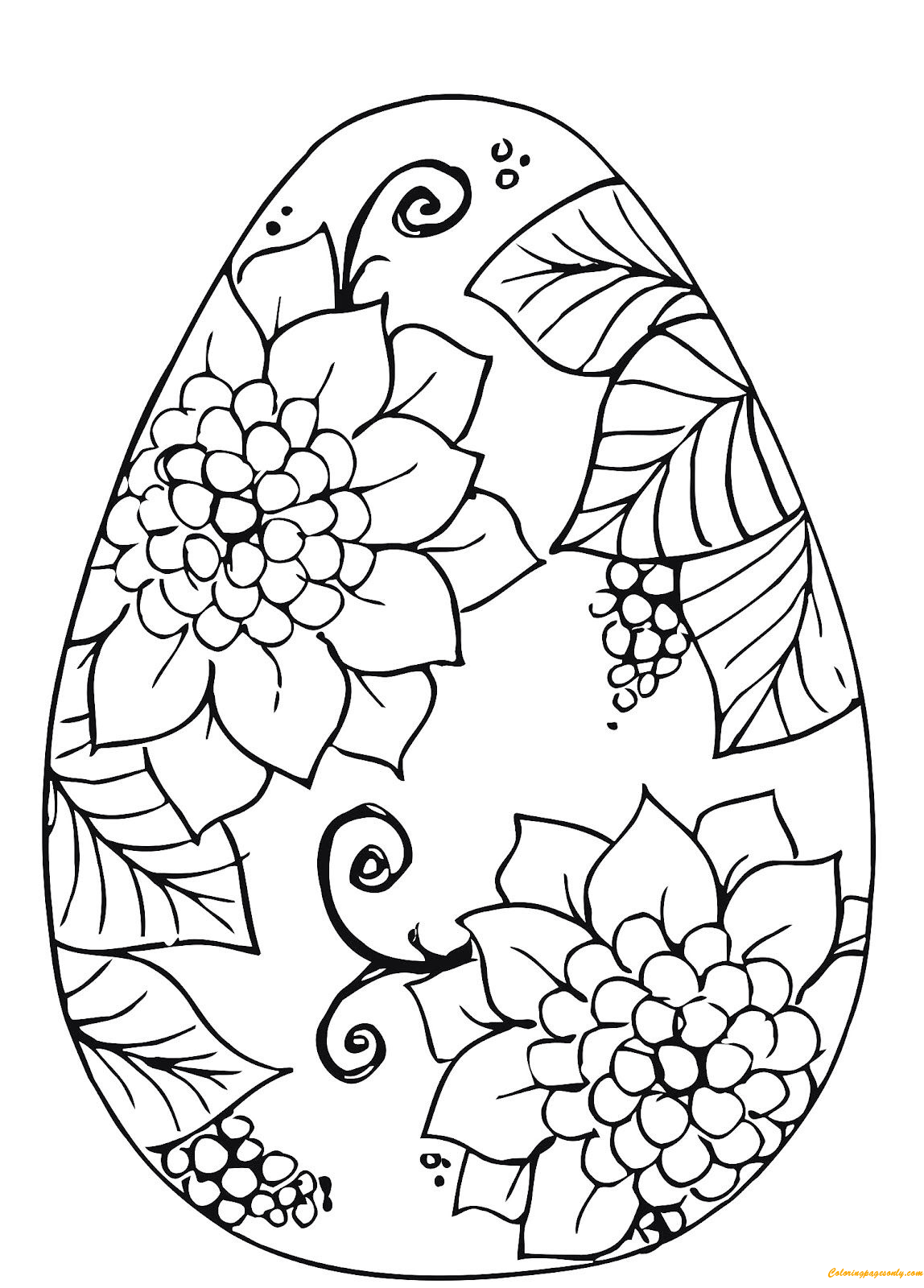 Easter Egg Flower Pattern Coloring Page