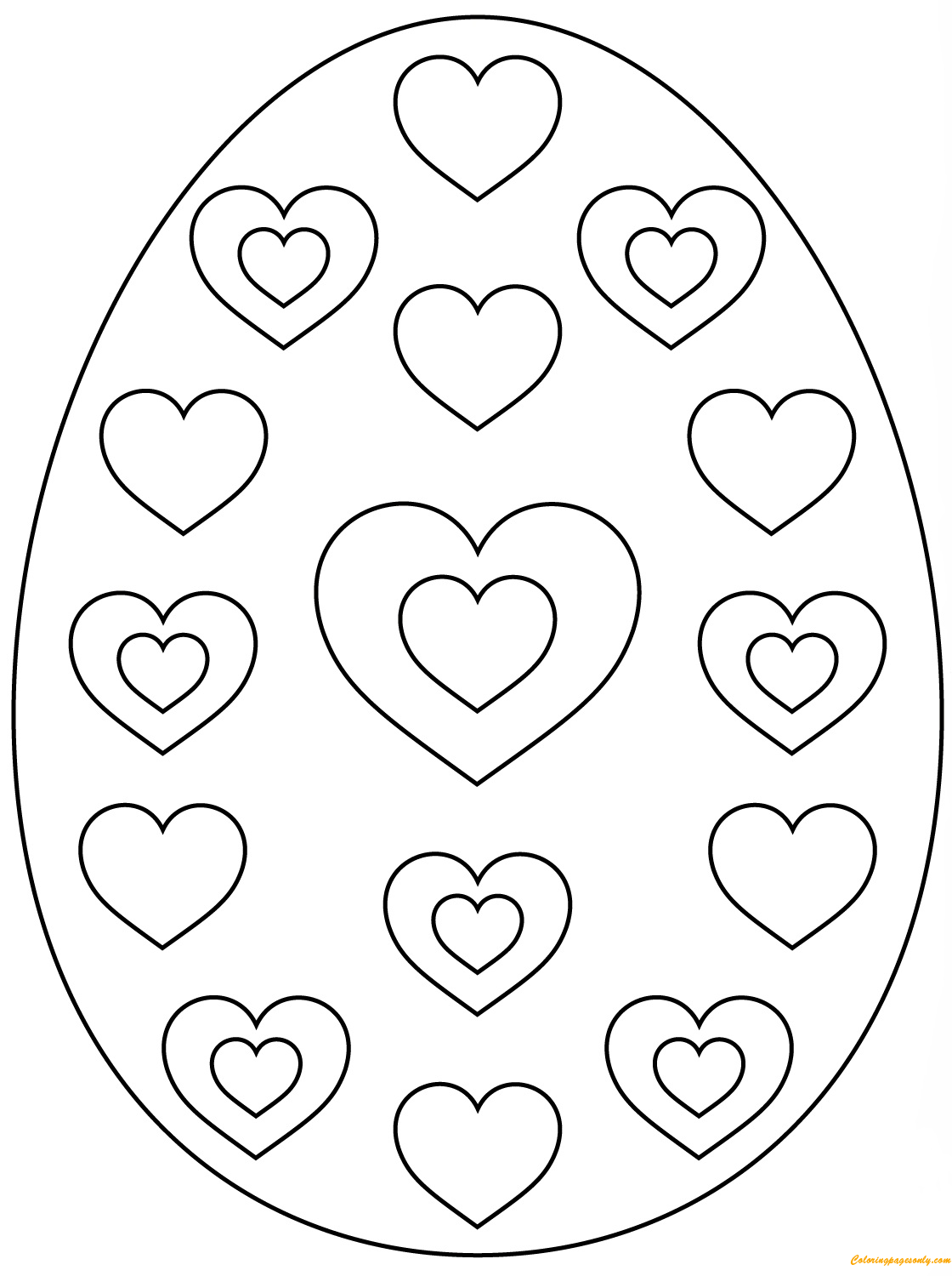 Download Easter Egg Hearts Pattern Coloring Page - Free Coloring ...
