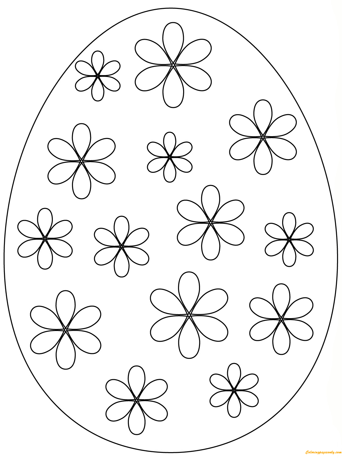 Easter Egg Simple Flowers Coloring Page Free Printable Coloring Pages