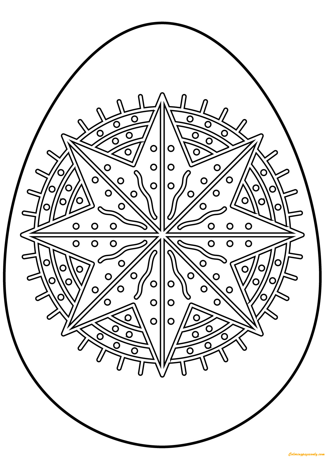 Пасхальное яйцо с узором звезды-октаграммы из пасхальных яиц