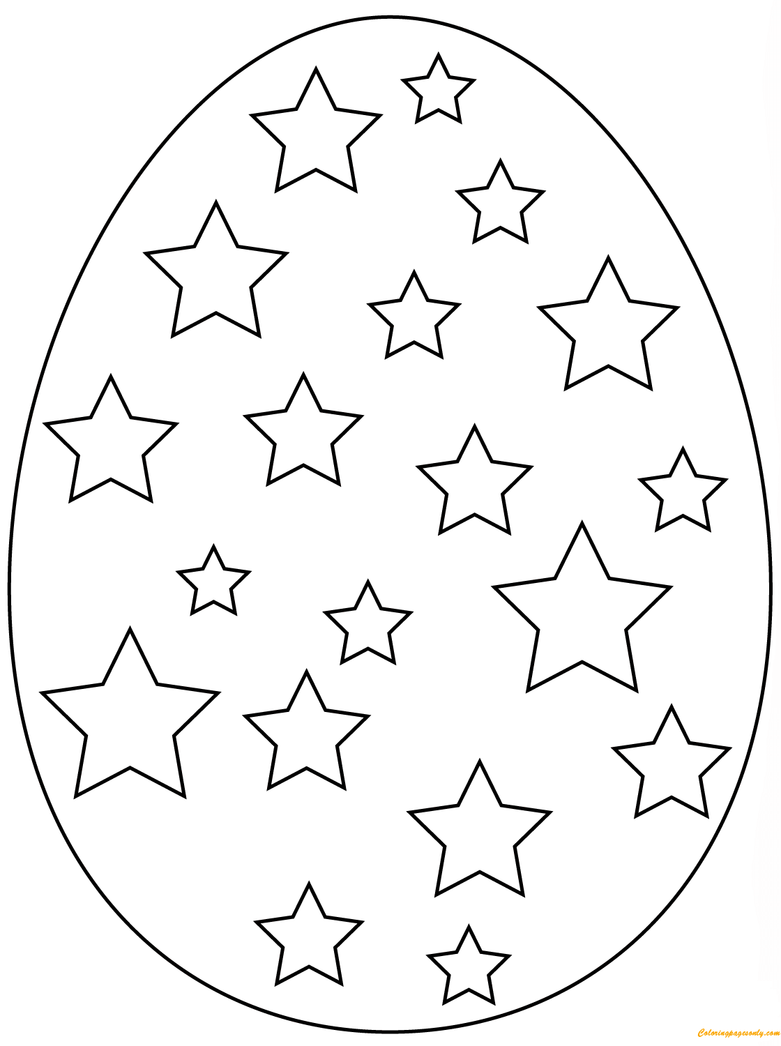Easter Egg With Stars Vector Art Coloring Pages