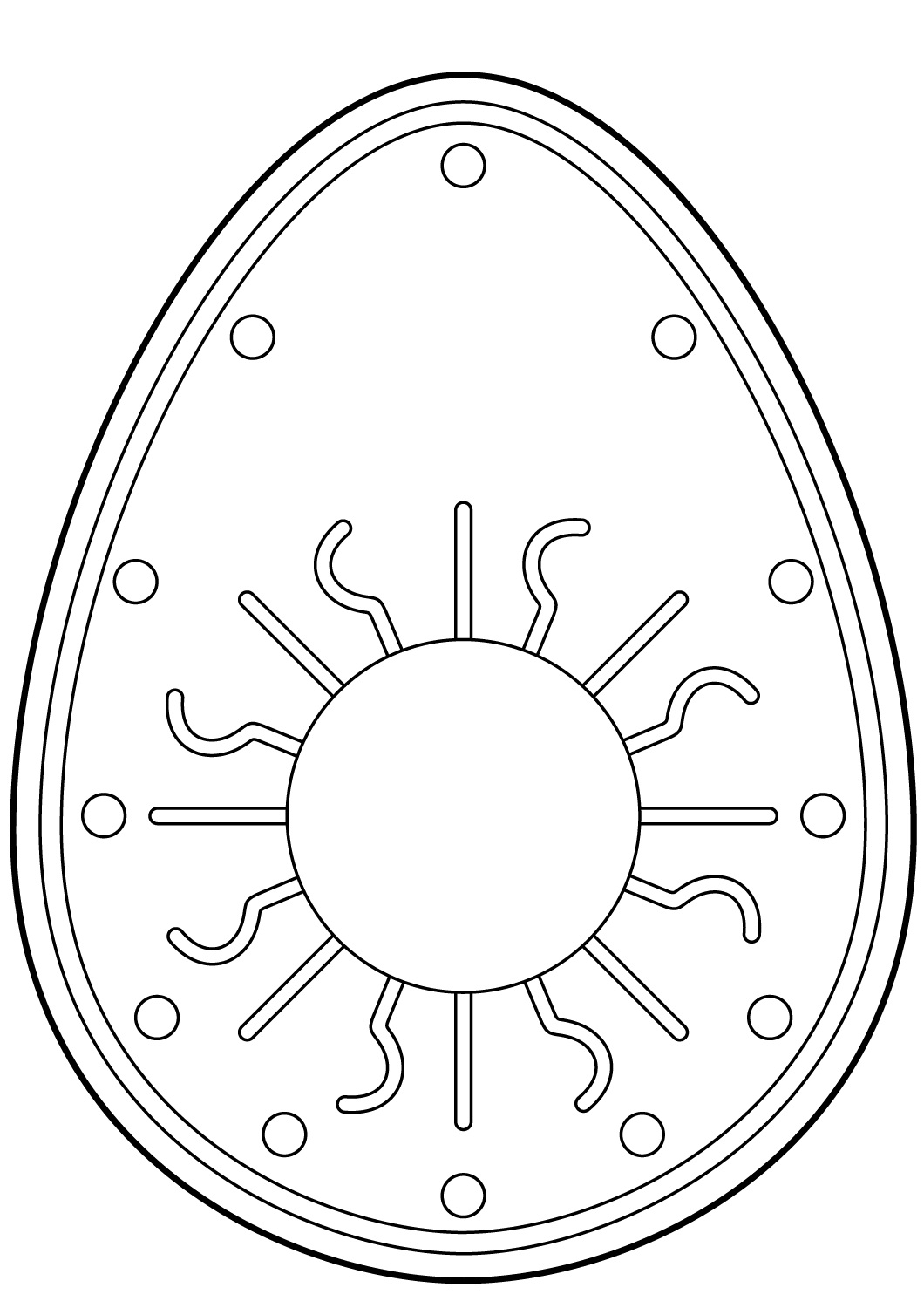 Easter Egg with Sun Pattern Coloring Page