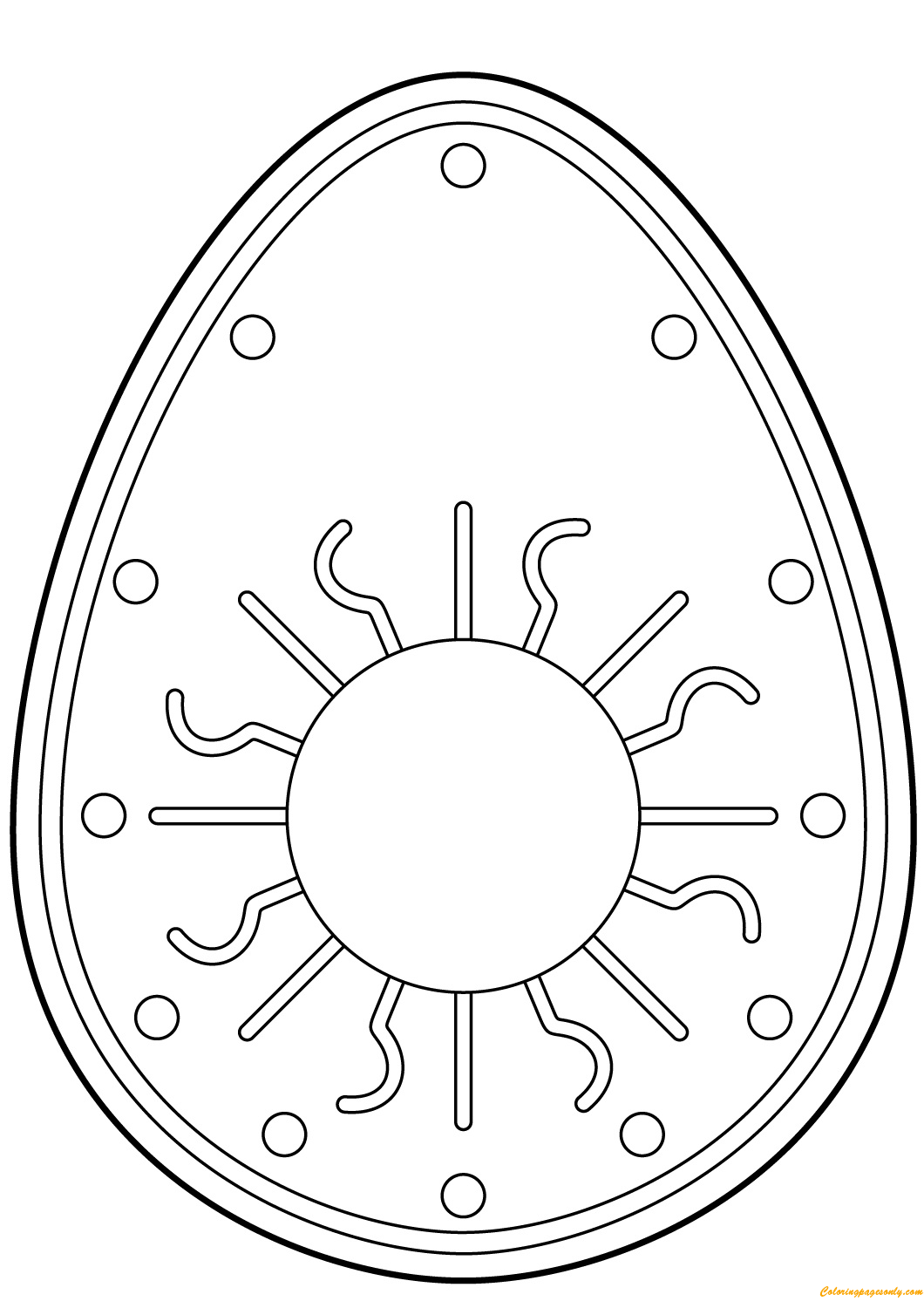 Easter Egg with Sun Pattern Coloring Page