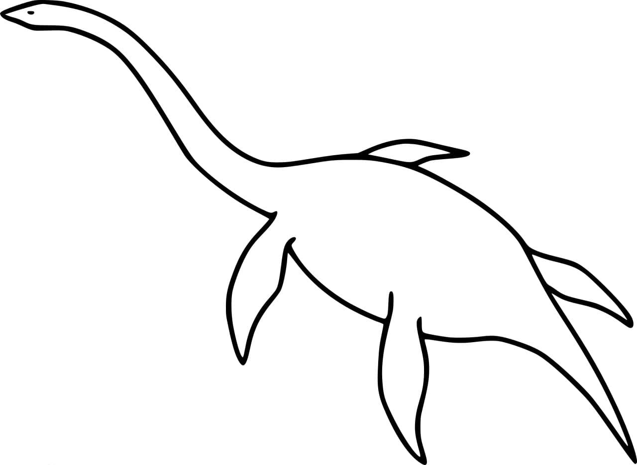 Easy Plesiosaurus Dinosaur Outline Coloring Pages