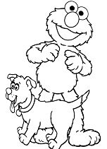 Elmo With Puppy Coloring Pages