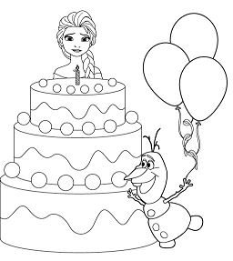 Download Elsa And Olaf With Cake Happy Birthday Coloring Pages ...