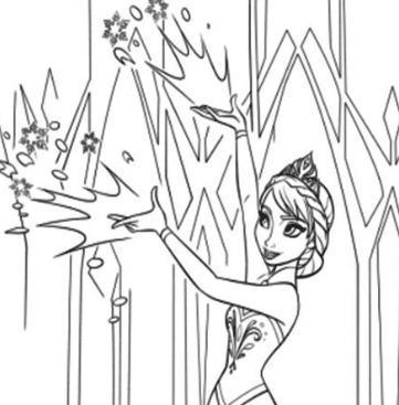 Elsa comienza una nueva vida en la montaña Página para colorear