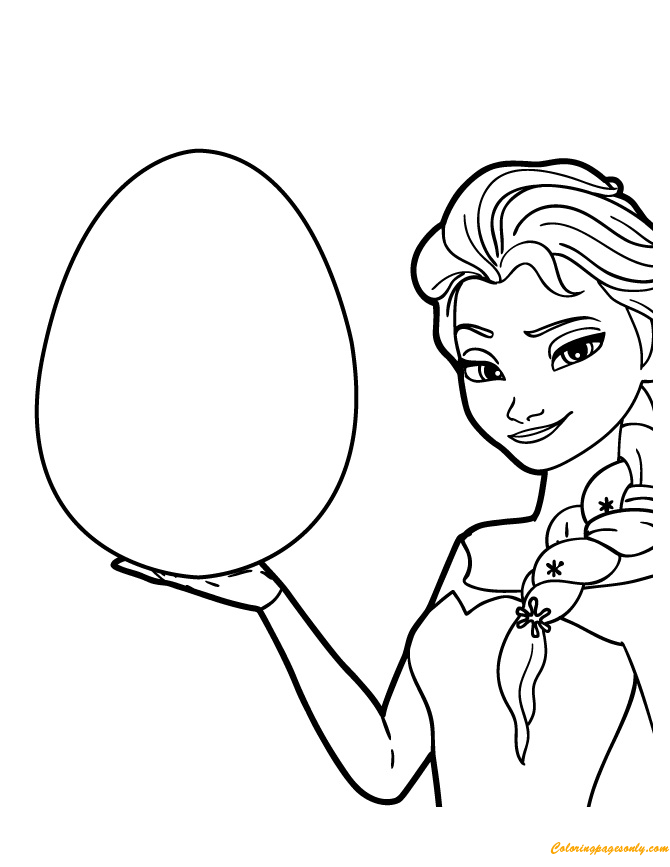 Elsa Frozen 为她的复活节彩蛋设计着色页