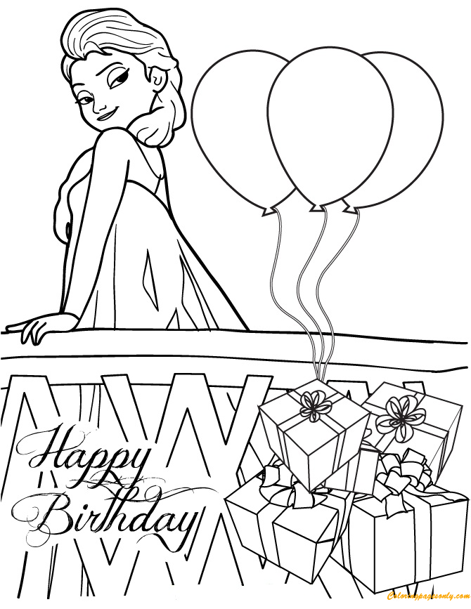 艾尔莎在雪城堡 Coloring Page