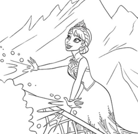 Elsa Using Her Ice Powers Coloring Page