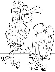 Elves Distributing Gifts Coloring Pages