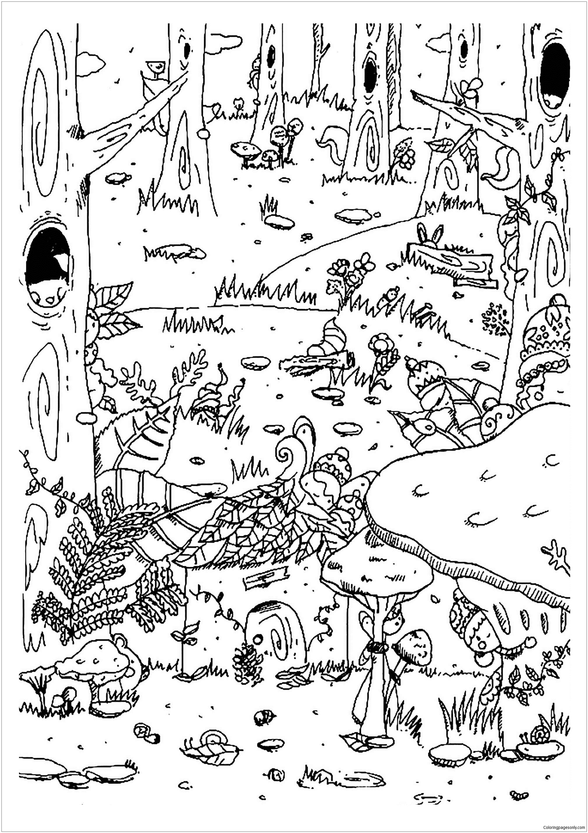 Enchanted forest Coloring Page Free Printable Coloring Pages