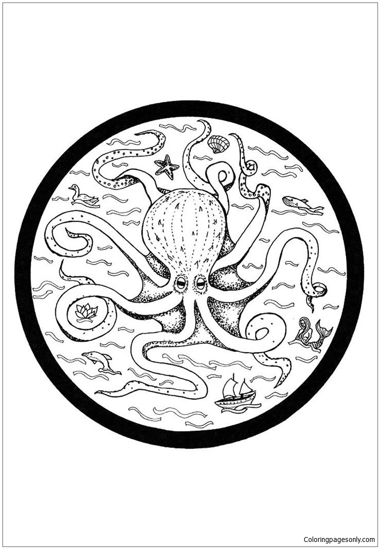 Europäisches Oktopus-Mandala von Mandala