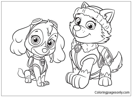 Coloriage Everest et Skye Paw Patrol