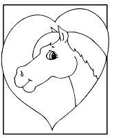 Face Horse and Heart Coloring Page