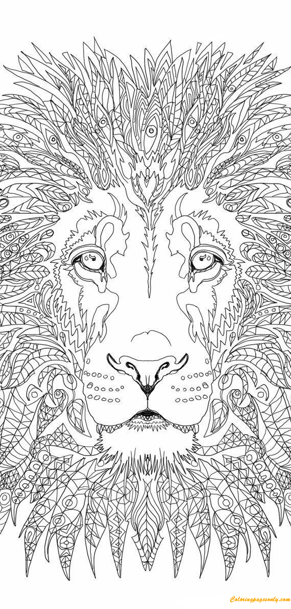 Face of Lion Coloring Pages - Hard Coloring Pages - Coloring Pages For