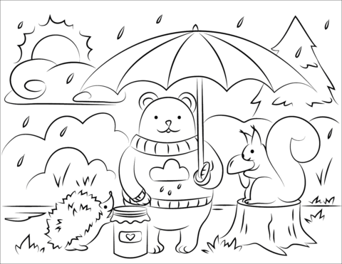 Fall Animals Coloring Pages