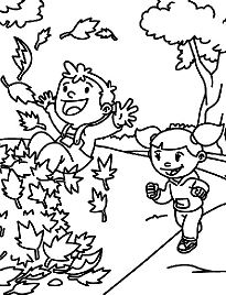 Fall Time Fun Of The Children Coloring Pages