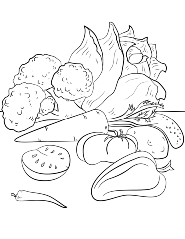 Fall Vegetables Coloring Page