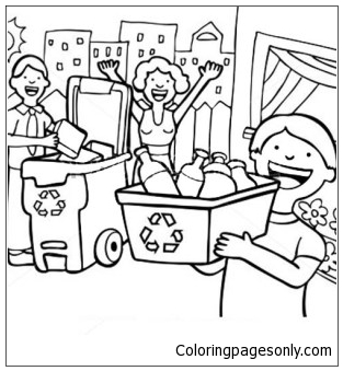Family Learn The Use Of Recycling Coloring Pages