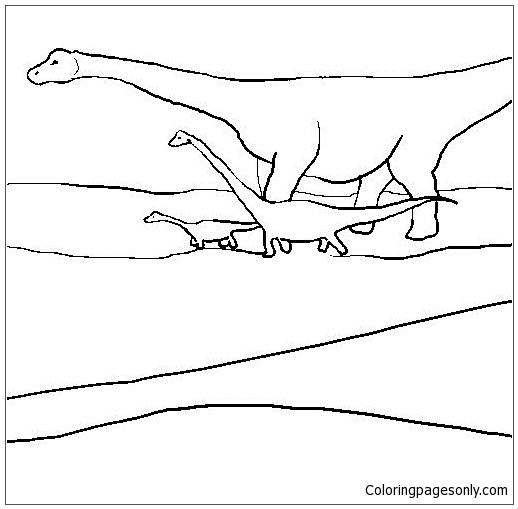 Раскраска Семья брахиозавров