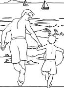 Father and Son Beach Scene Coloring Pages