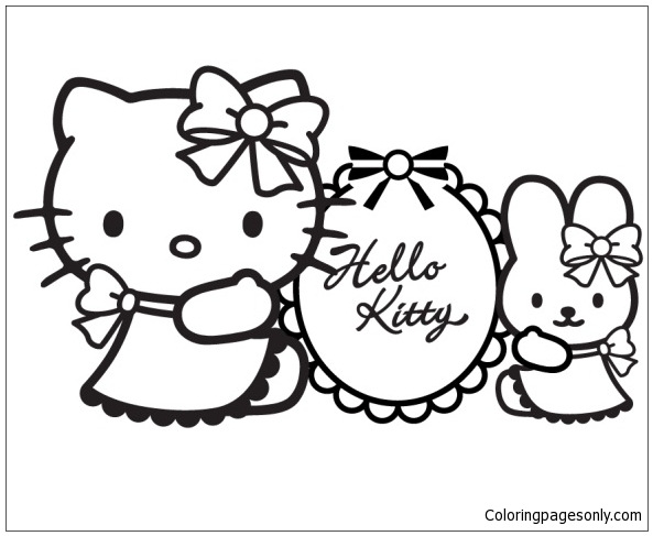 Fifi and Hello Kitty Coloring Page - Free Printable Coloring Pages