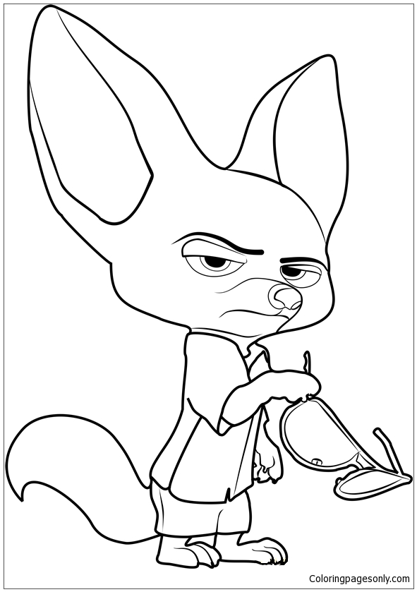 Finnick from Zootopia Coloring Page - Free Printable Coloring Pages