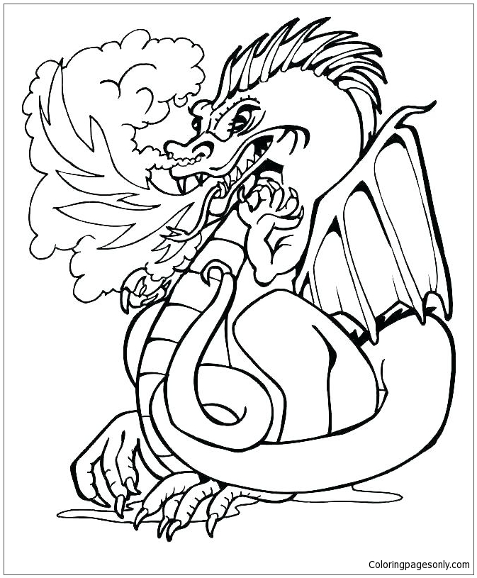 Fire Dragon 1 Coloring Pages - Dragon Coloring Pages - Coloring Pages