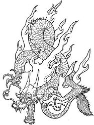 dragón de fuego 2 página para colorear