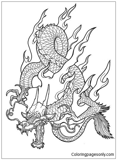 Dragon de feu à colorier de Dragon