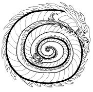 Desenho de Mandala do Dragão de Fogo para Colorir